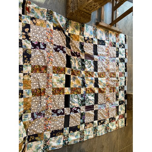 419 - Large Patchwork quilt approximately 250 x 200 cm. This is a unique item that is hand stitched and do... 