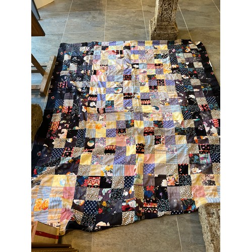 419 - Large Patchwork quilt approximately 250 x 200 cm. This is a unique item that is hand stitched and do... 