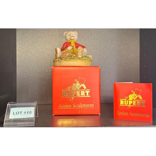 115 - Rupert the Bear Arden Sculptures with original box and artist signed card - R003 Rupert/Picnic 75th ... 