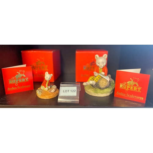 122 - Two Rupert the Bear Arden Sculptures with original box and artist signed card 