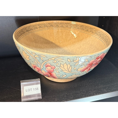 156 - Charlotte Rheads tube lined Famille Rose bowl - arabesque c1930s Wood & Co