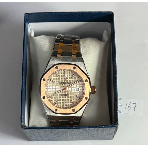 167 - Audemars Piguet gents automatic Watch with skeleton back (we cannot authenticate this item)
