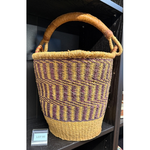 80 - Basket with leather bounded handle