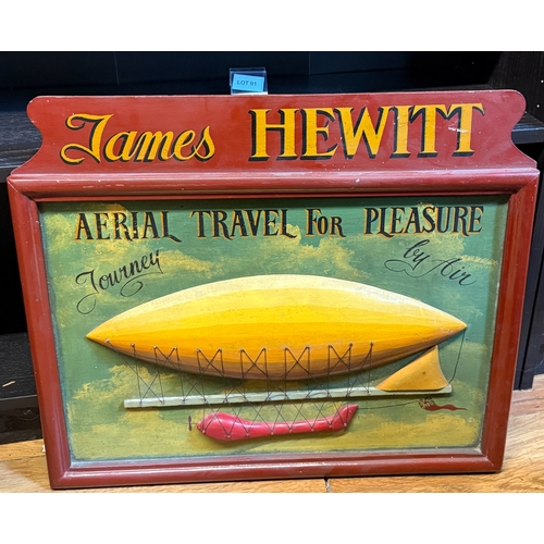 91 - Wooden sign depicting air ship 