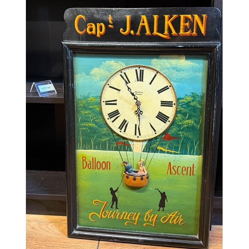 92 - Wooden Sign depicting hot air balloon clock 