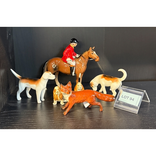 94 - Lots of hunting ceramics , including Beswick