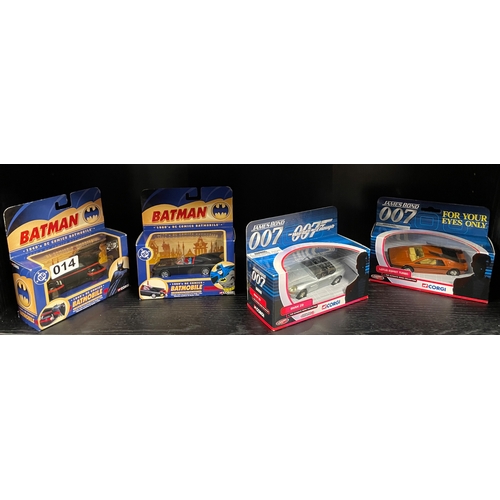 14 - Two Batman and two James Bond corgi models