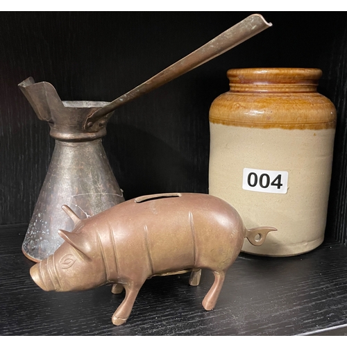 4 - Mixed lot including brass Pig