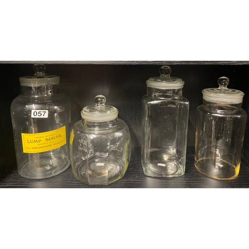 57 - 4 large jars with original glass stoppers