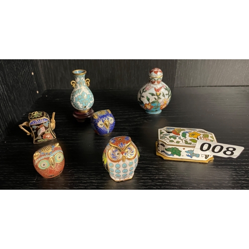 8 - Seven miniature cloisonné items