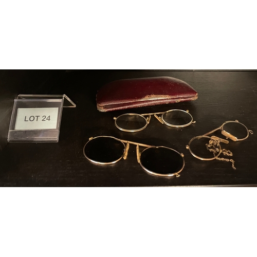 24 - Three pairs of spectacles and case