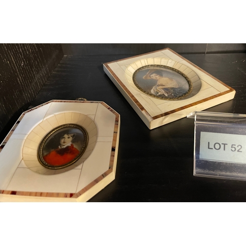 52 - Two Mammoth Ivory picture frames and miniatures
