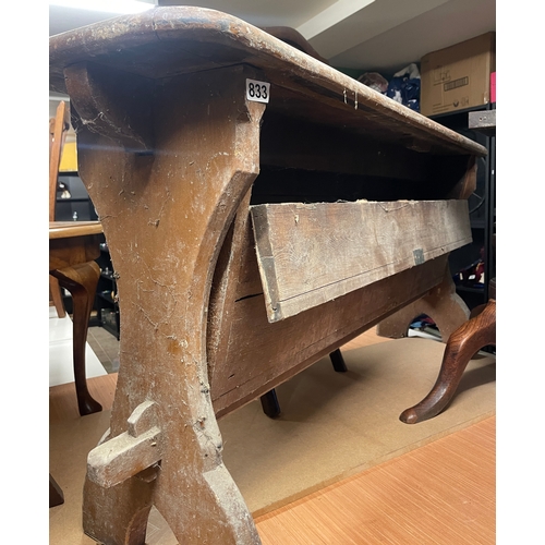 833 - Unusual bench with storage underneath, probably from a church