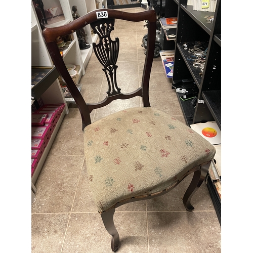 836 - Bedroom chair with harp decoration