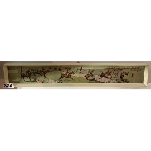 838 - Hunting print set in a simplistic white frame