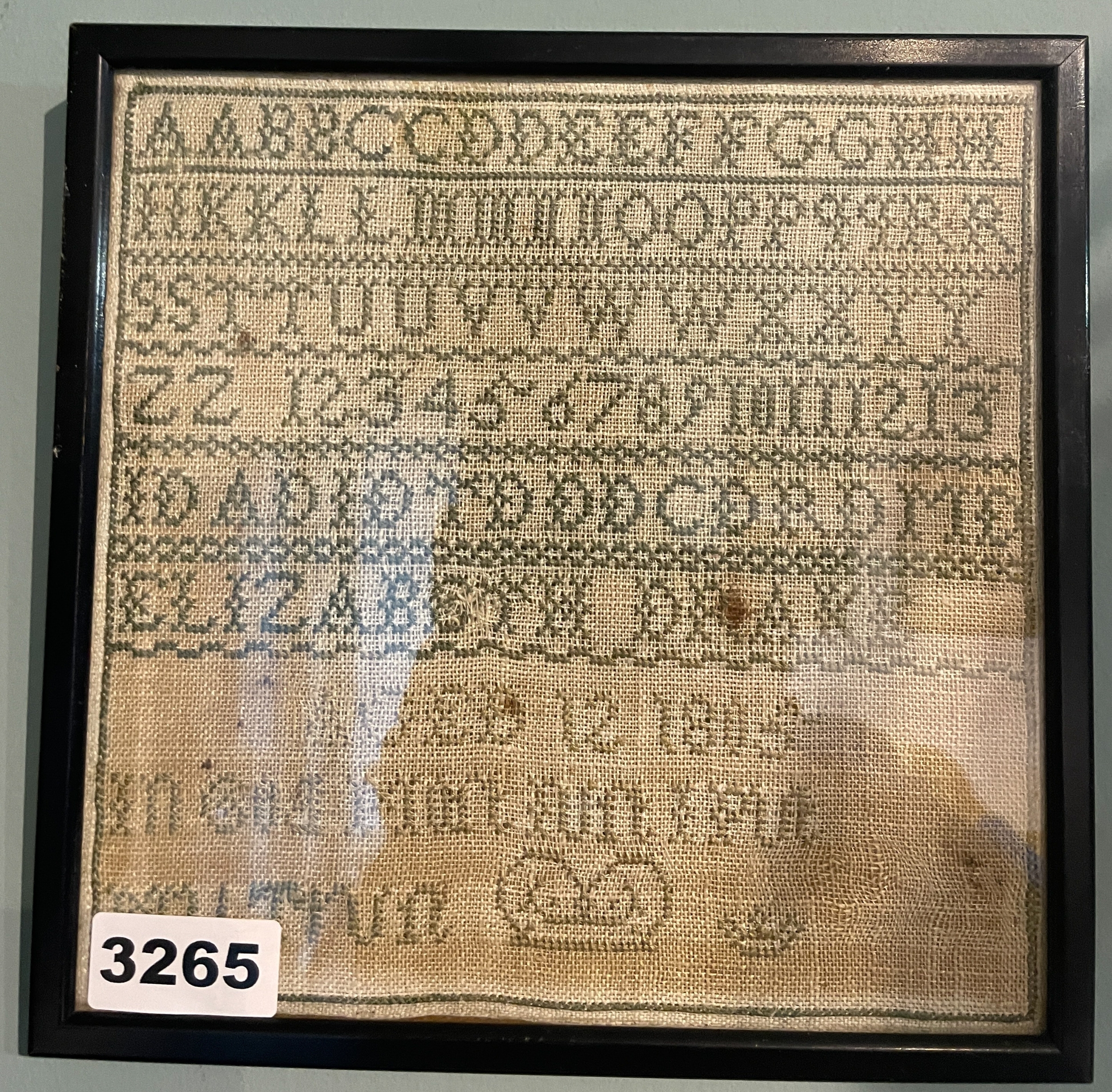 A framed 19th-century needlework sampler by Elizabeth Drake, aged 12 ...