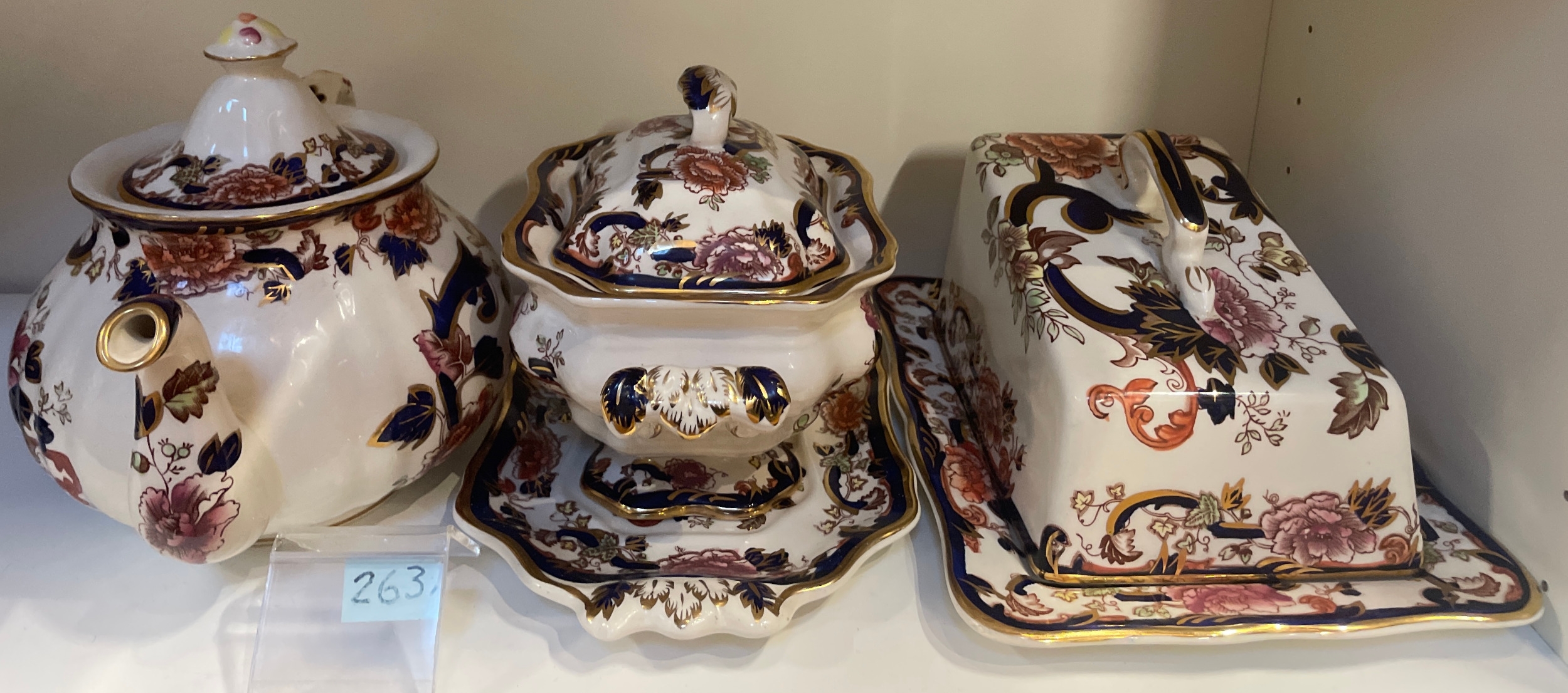 A set of masons ironstone pattern ceramic serving pieces, including a ...