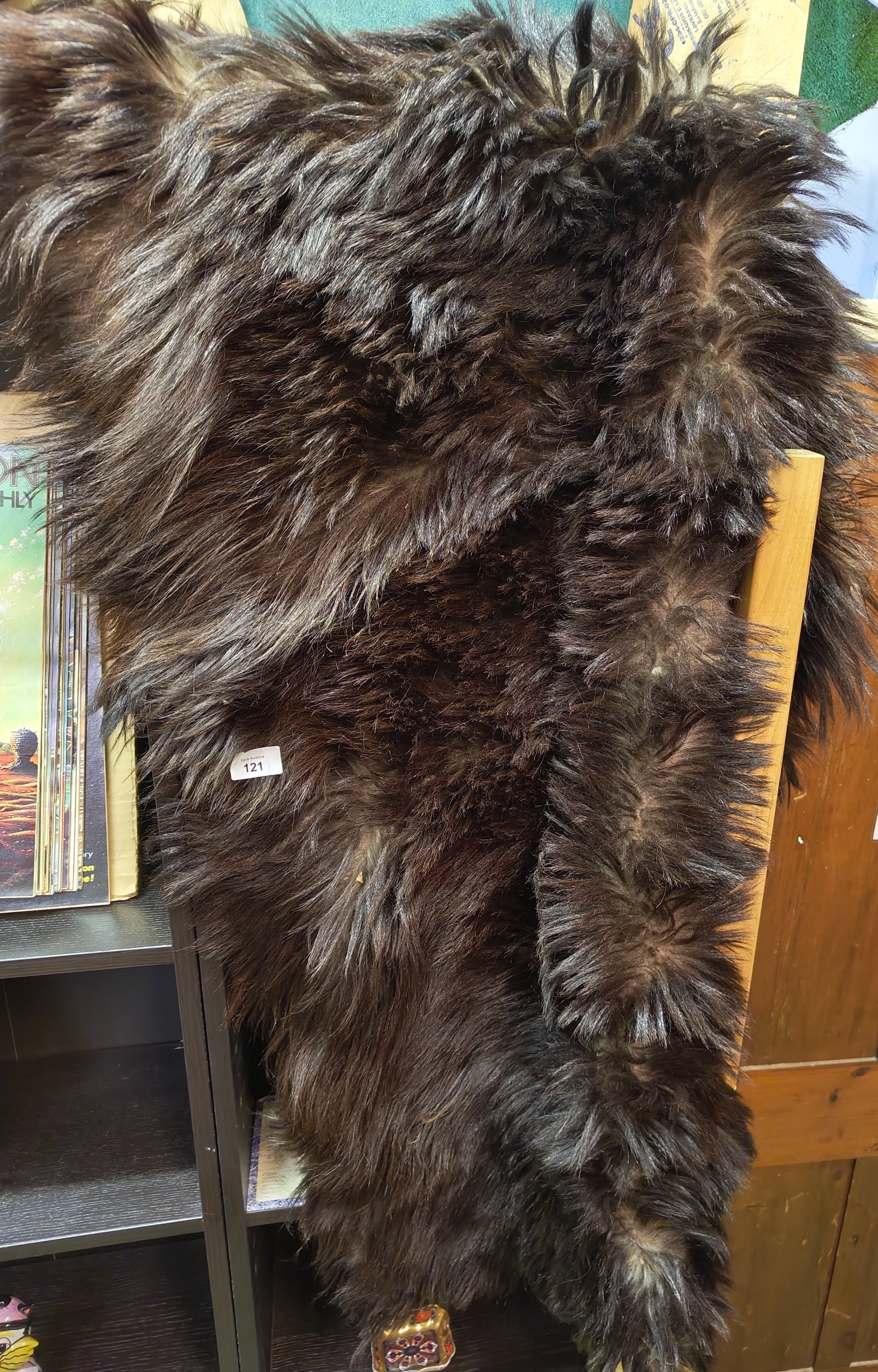 dark brown goatskin rug/ throw