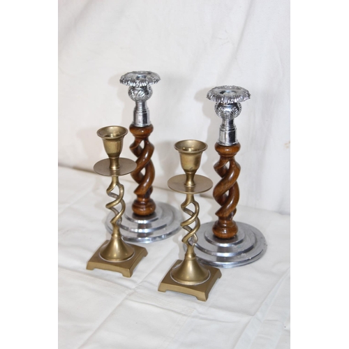 223 - 2 PAIRS OF BARLEY TWIST CANDLE STICKS