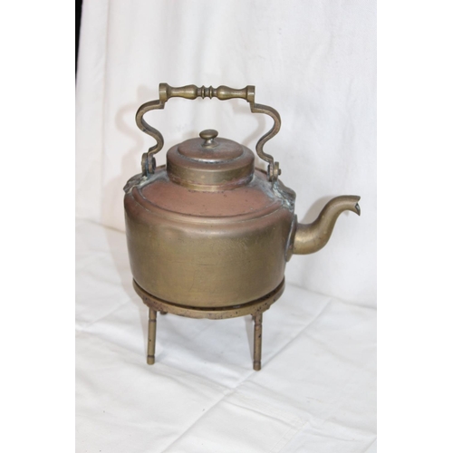 292 - COPPER AND BRASS SPIRIT KETTLE