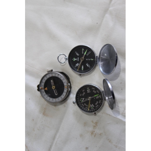 390 - 3 X VINTAGE COMPASSES