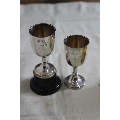 432 - 2 X SILVER GOLFING TROPHIES BY PREECE & WILLICOMBE