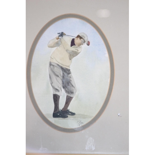 91a - WATERCOLOUR OF GOLFER