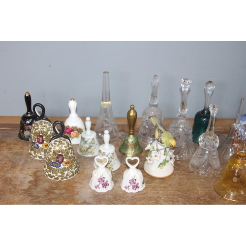 114 - COLLECTION OF CHINA AND GLASS BELLS