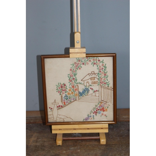 202 - NEEDLEPOINT PICTURE ON EASEL