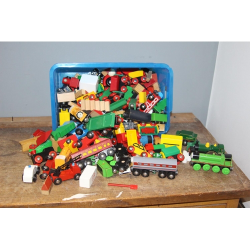 333 - LARGE BOX OF MIXED WOODEN TRAIN SETS