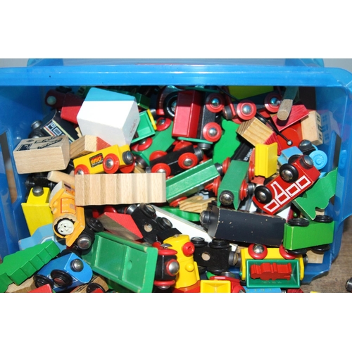 333 - LARGE BOX OF MIXED WOODEN TRAIN SETS