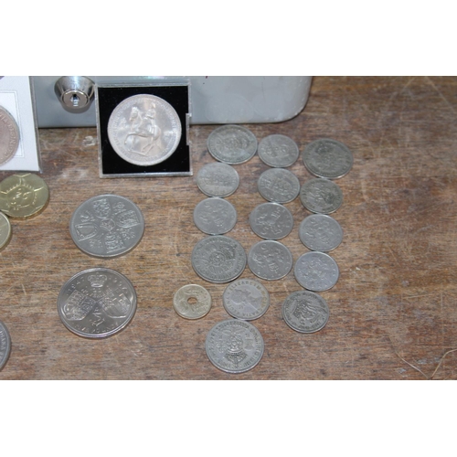 576 - QUANTITY OF INTERESTING COINS AND SAFE BOX