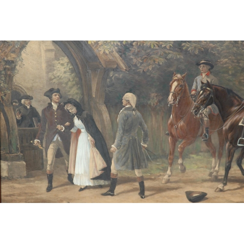 96 - FRAMED ANTIQUE COUNTRY SCENE OUTSIDE CHURCH
80CM X 52CM