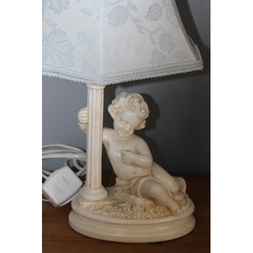 116 - FIGURED CHERUB LAMP
46CM