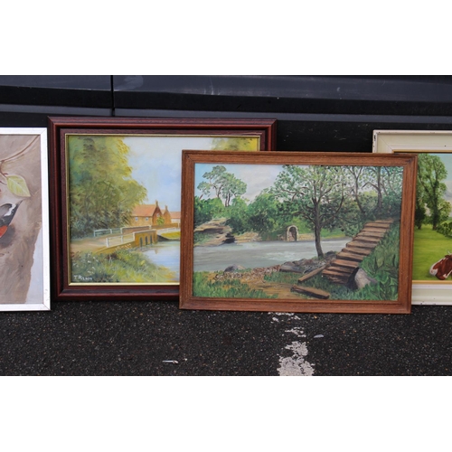 166 - ASSORTMENT OF 7 OIL AND WATERCOLOUR PICTURES
LARGEST 47 X 66CM