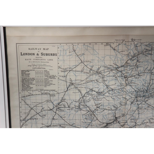 180 - VINTAGE 1901 RAILWAY MAP OF LONDON SUBURBS 
51 X 64CM