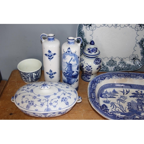 247 - BOX OF BLUE AND WHITE CHINA