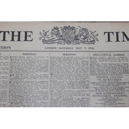 251 - VINTAGE 1936 TIMES NEWSPAPER