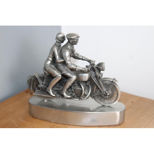 562 - VINTAGE METAL MOTORBIKE AND PASSENGER FIGURE
16CM