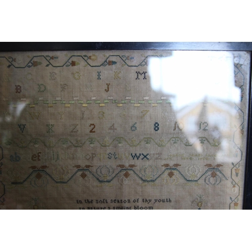 582 - ANTIQUE 1824 CHILD SAMPLER 
45 X 34CM