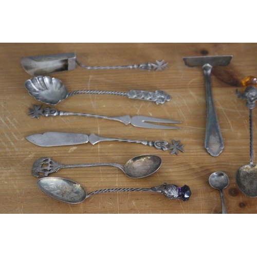 593 - QUANTITY OF ORNATE SLIVER SPOONS, SOME FOREIGN