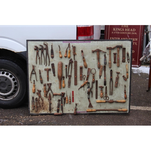 617 - VINTAGE TOOL RACK FROM COBBLERS WORKSHOP