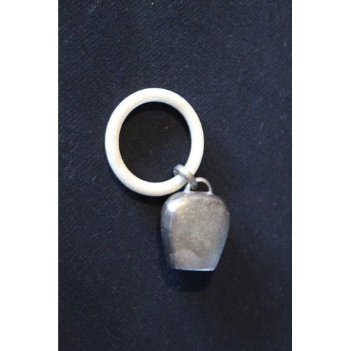 649 - ANTIQUE TEETHING RING 800 SILVER - 22grams