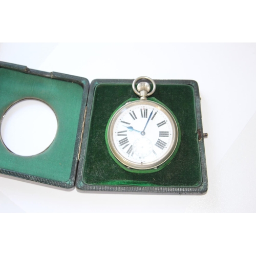 657 - SILVER GOLIATH WATCH MANTLE CASE - BIRMINGHAM 1912 - SYNYER & BEDDOES INCLUDES GOLIATH WATCH