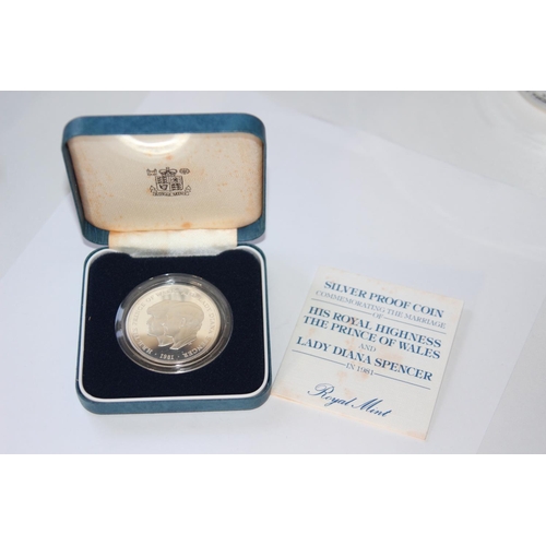 723 - ROYAL MINT SILVER PROOF CHARLES AND DIANA COIN