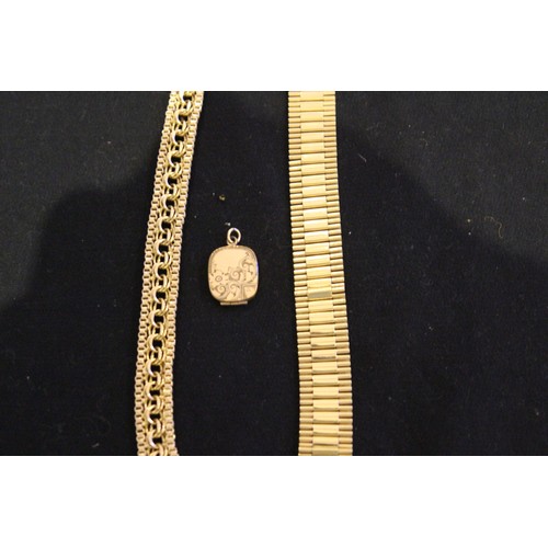 713 - 2 X GOLD PLATED BRACELETS AND PENDANT