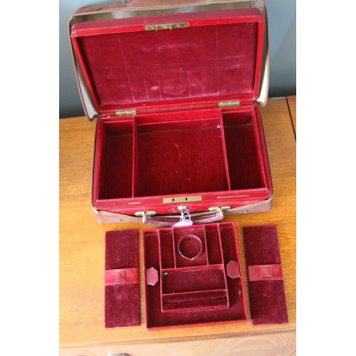 728 - ANTIQUE LEATHER JEWELLERY CASE