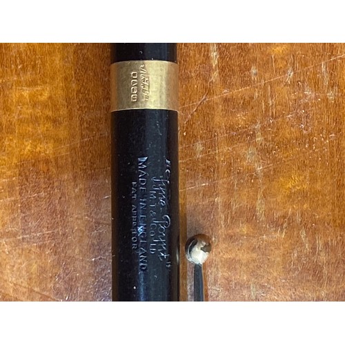 581 - VINTAGE WATERMANNS FOUNTAIN PEN AND PENCIL WITH 9CT GOLD AND A FYNEPOYNT PENCIL WITH 18ST GOLD BAND