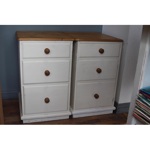 17 - PAIR OF LARGE PAINTED BEDSIDE TABLES
53CM X 61CM X 83CM