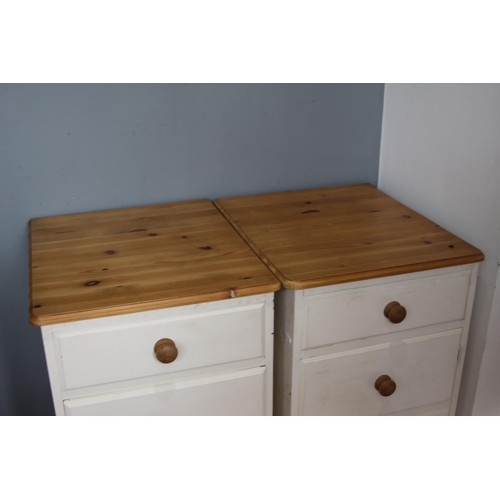 17 - PAIR OF LARGE PAINTED BEDSIDE TABLES
53CM X 61CM X 83CM